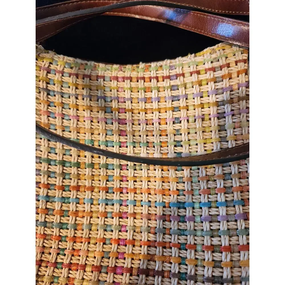 Fossil woven jute crossbody shoulder bag boho summer‎